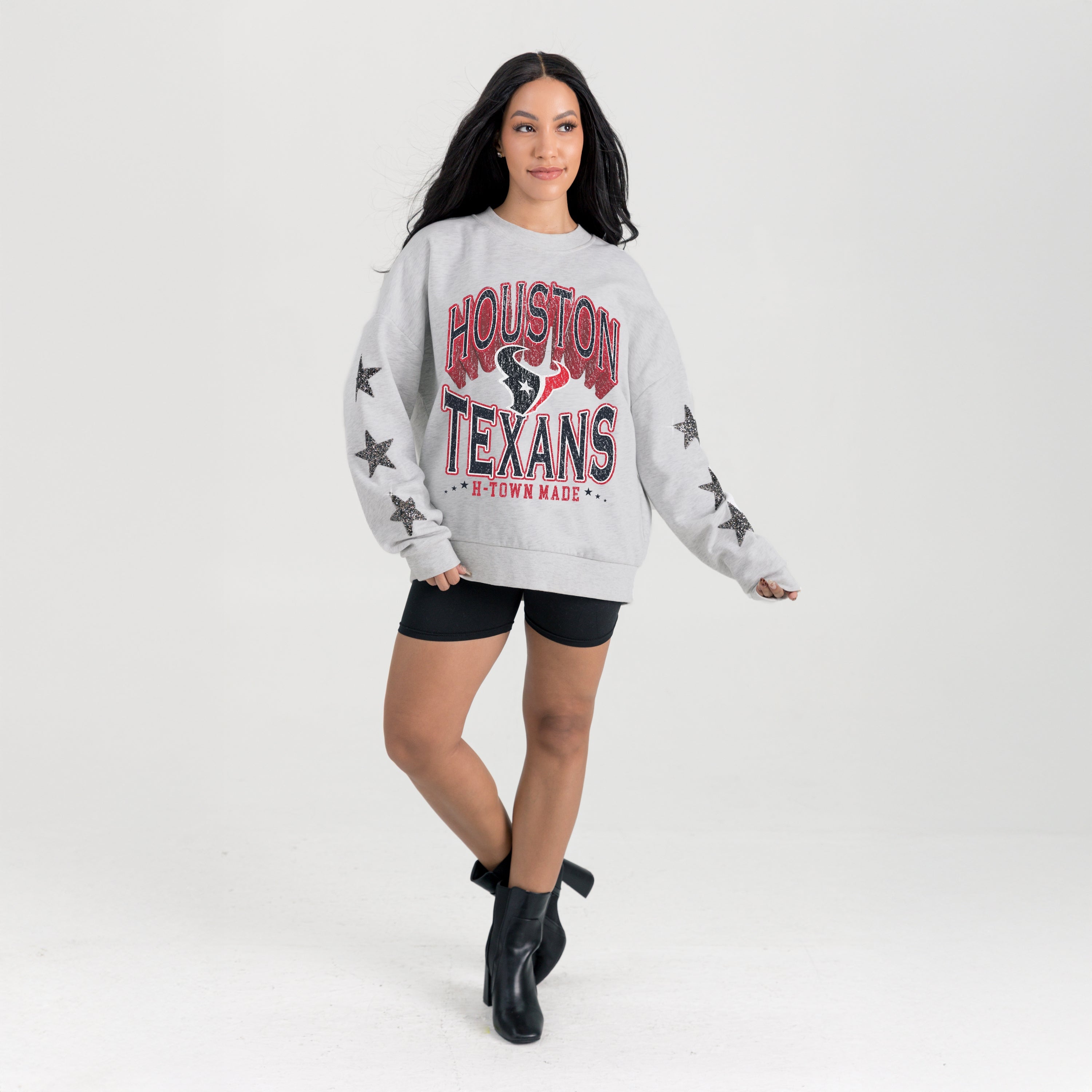HOUSTON TEXANS RESILIENCE STAR EMBELLISHED CREW SWEATSHIRT