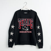 HOUSTON TEXANS PURE VICTORY STAR EMBELLISHED CREW SWEATSHIRT