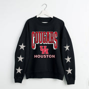 HOUSTON COUGARS PURE VICTORY EMBELLISHED STAR SLEEVE CREWNECK PULLOVER