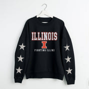 ILLINOIS FIGHTING ILLINI VELOCITY STAR EMBELLISHED CREW SWEATSHIRT