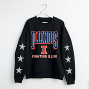 ILLINOIS FIGHTING ILLINI PURE VICTORY EMBELLISHED STAR SLEEVE CREWNECK PULLOVER