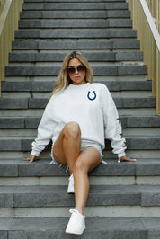 INDIANAPOLIS COLTS RADIANT ENERGY EMBELLISHED STAR SLEEVE CREWNECK PULLOVER