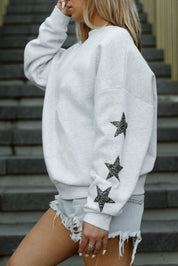 INDIANAPOLIS COLTS RADIANT ENERGY EMBELLISHED STAR SLEEVE CREWNECK PULLOVER