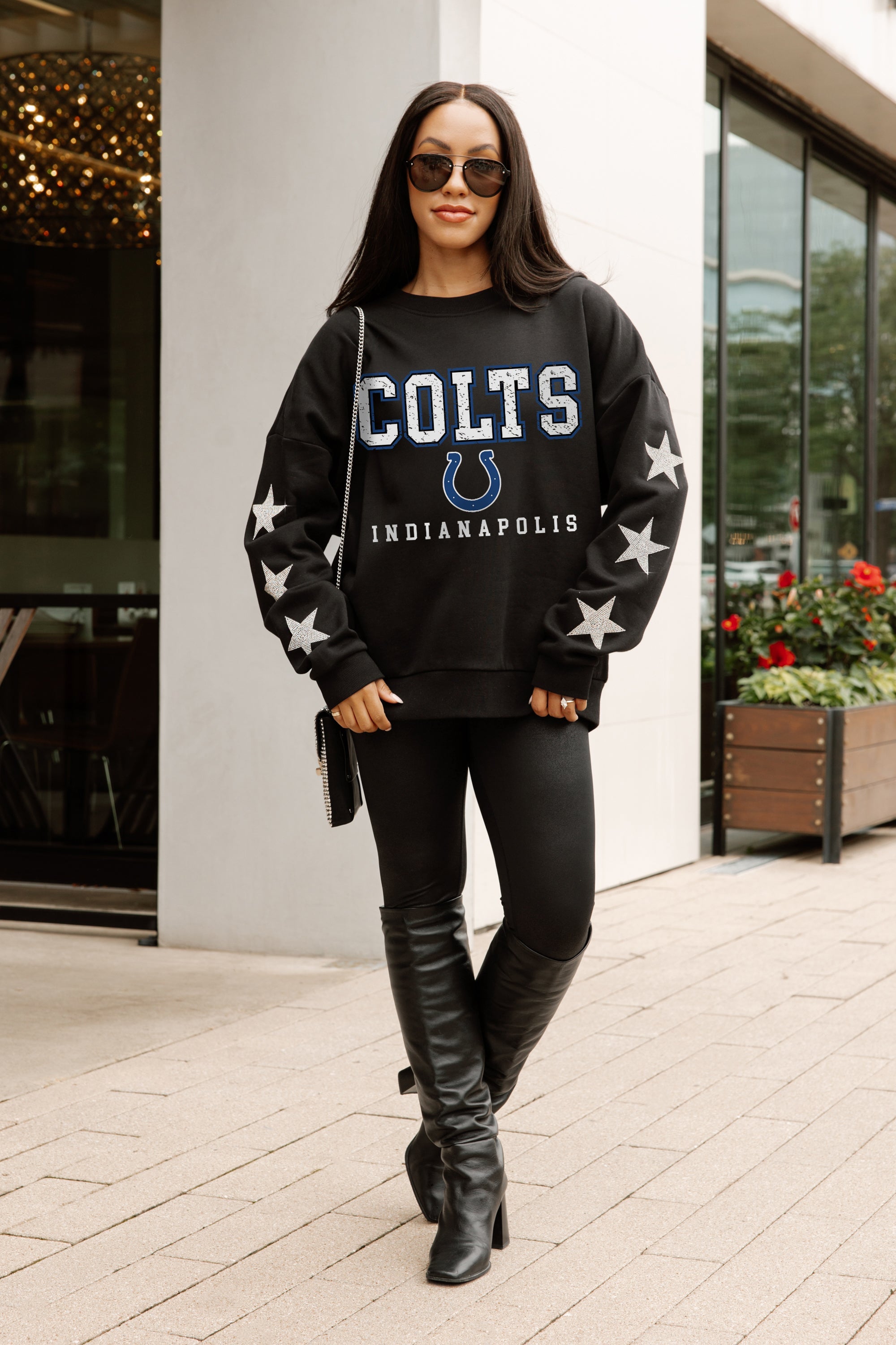 INDIANAPOLIS COLTS VELOCITY STAR EMBELLISHED CREW SWEATSHIRT