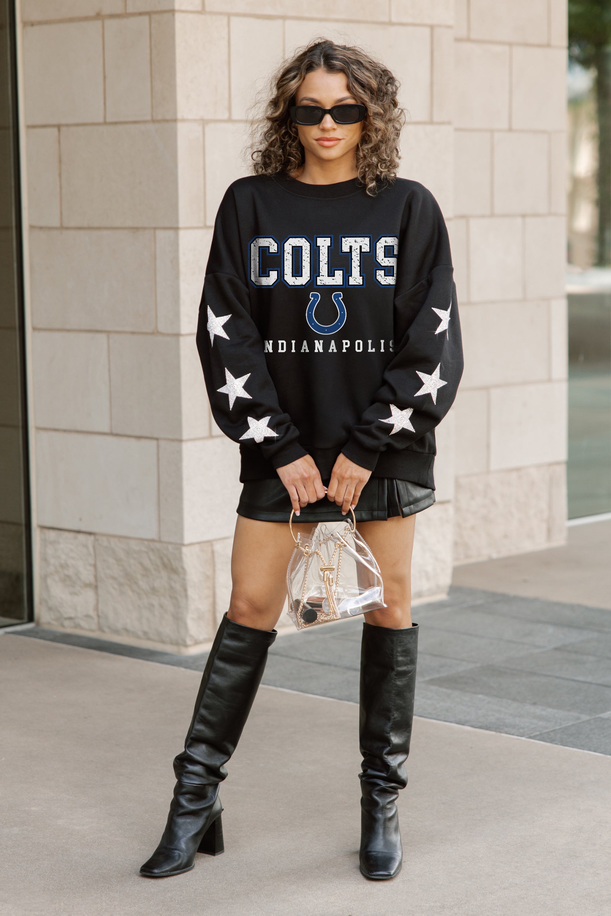 INDIANAPOLIS COLTS VELOCITY STAR EMBELLISHED CREW SWEATSHIRT