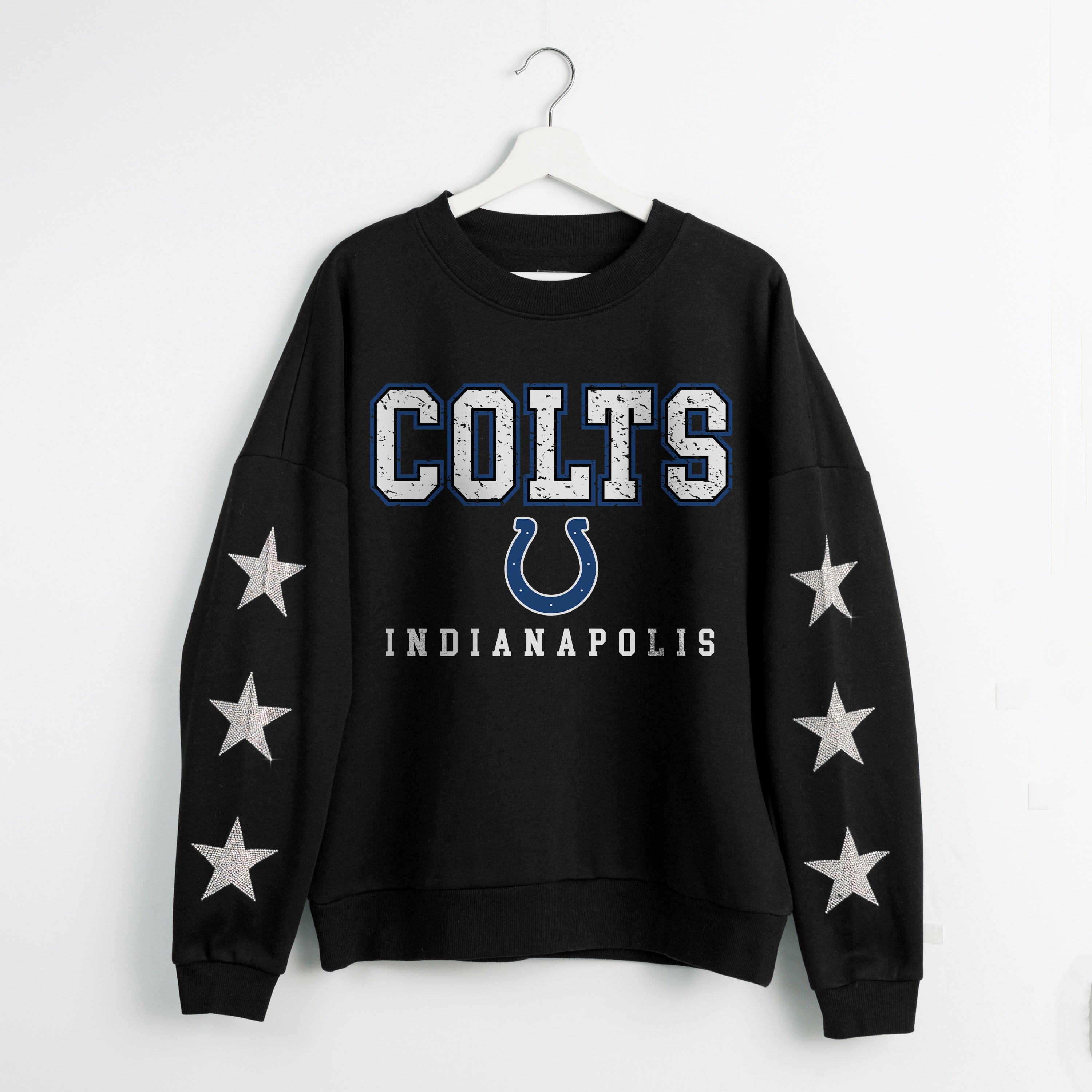 INDIANAPOLIS COLTS VELOCITY STAR EMBELLISHED CREW SWEATSHIRT