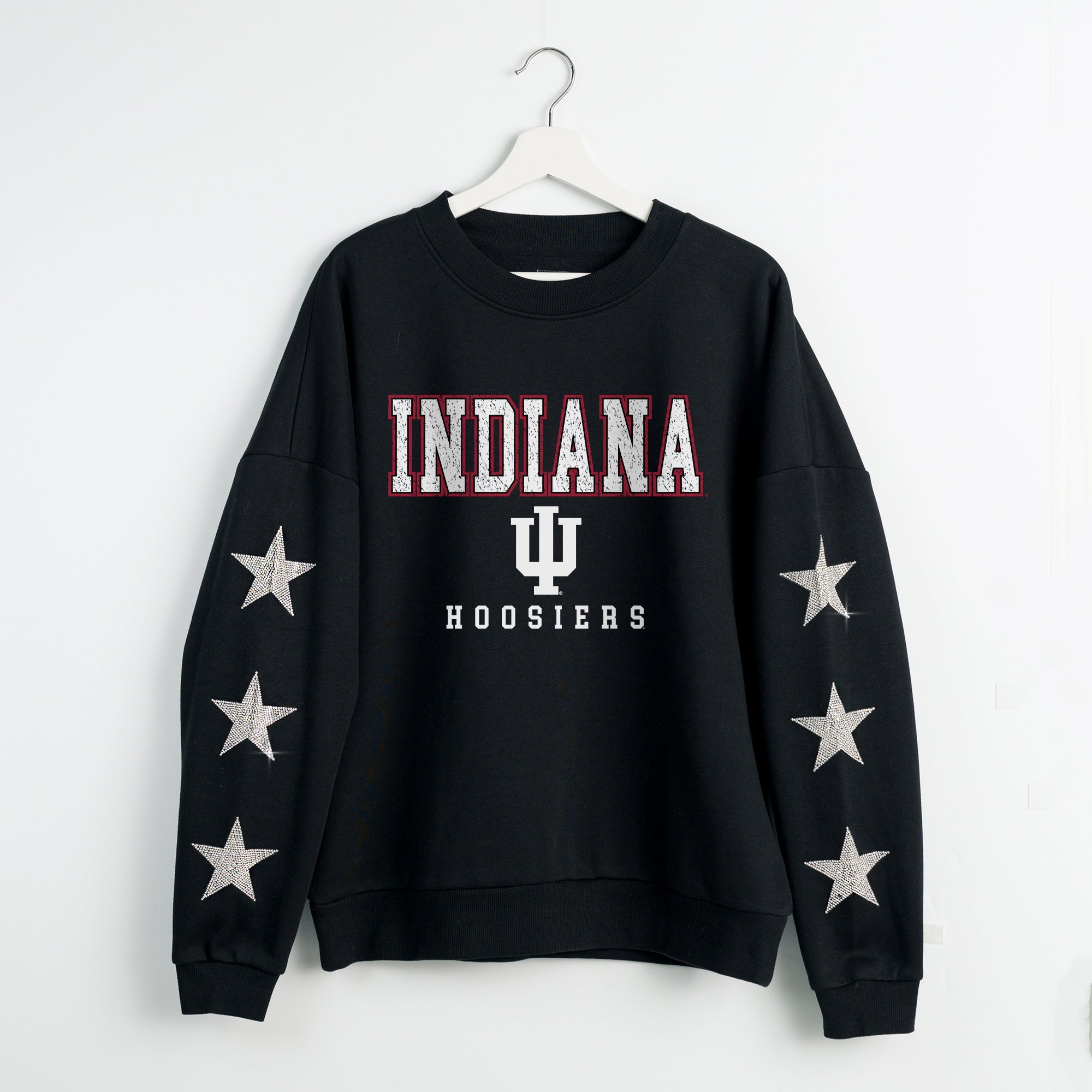 INDIANA HOOSIERS VELOCITY STAR EMBELLISHED CREW SWEATSHIRT