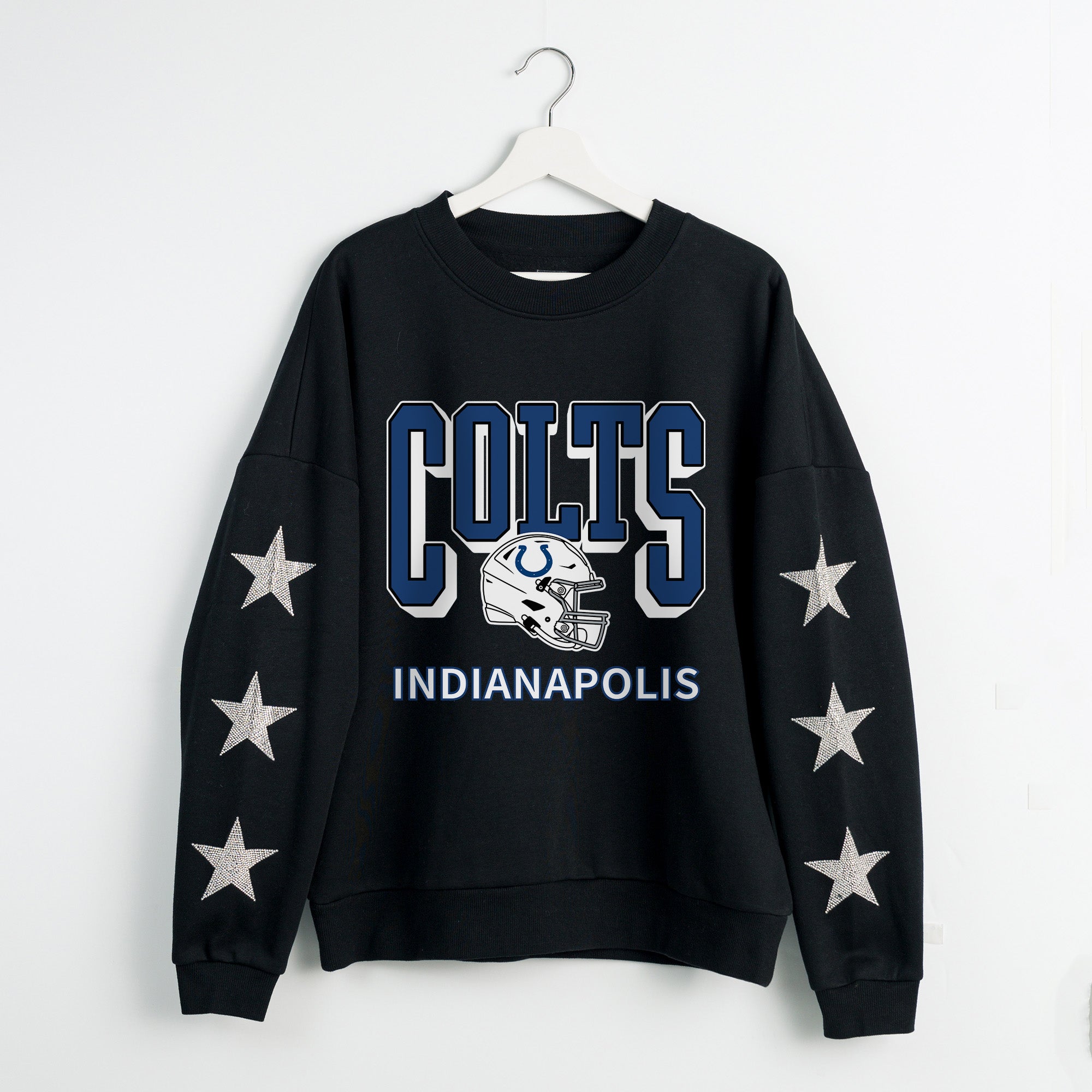 INDIANAPOLIS COLTS PURE VICTORY STAR EMBELLISHED CREW SWEATSHIRT