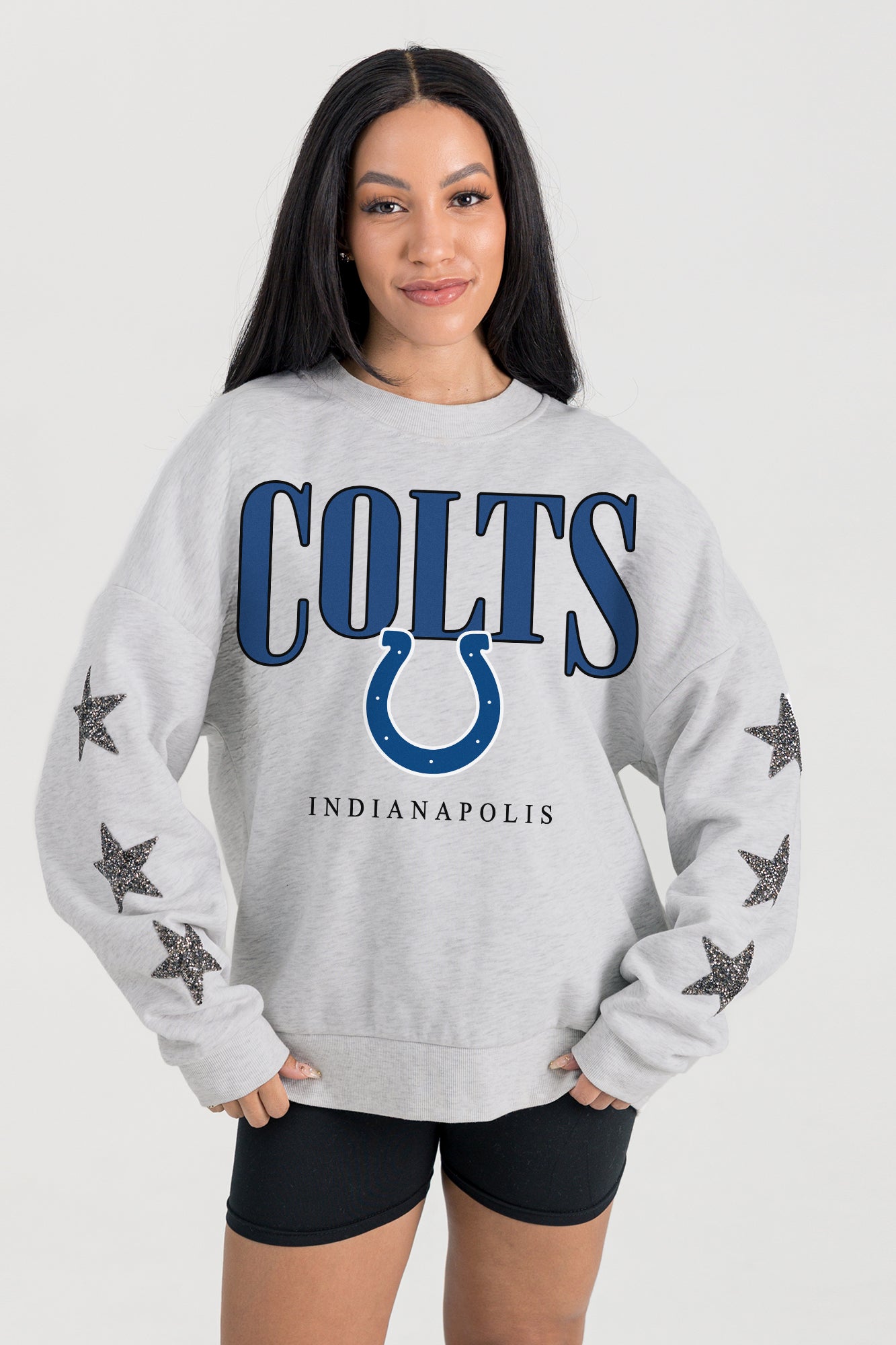 INDIANAPOLIS COLTS BOLD PLAY STAR EMBELLISHED CREW SWEATSHIRT BY RANDI MAHOMES