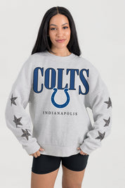 INDIANAPOLIS COLTS BOLD PLAY STAR EMBELLISHED CREW SWEATSHIRT BY RANDI MAHOMES