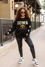IOWA HAWKEYES VELOCITY STAR EMBELLISHED CREW SWEATSHIRT