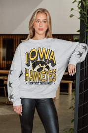 IOWA HAWKEYES RESILIENCE STAR EMBELLISHED CREW SWEATSHIRT