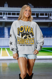 IOWA HAWKEYES RESILIENCE STAR EMBELLISHED CREW SWEATSHIRT