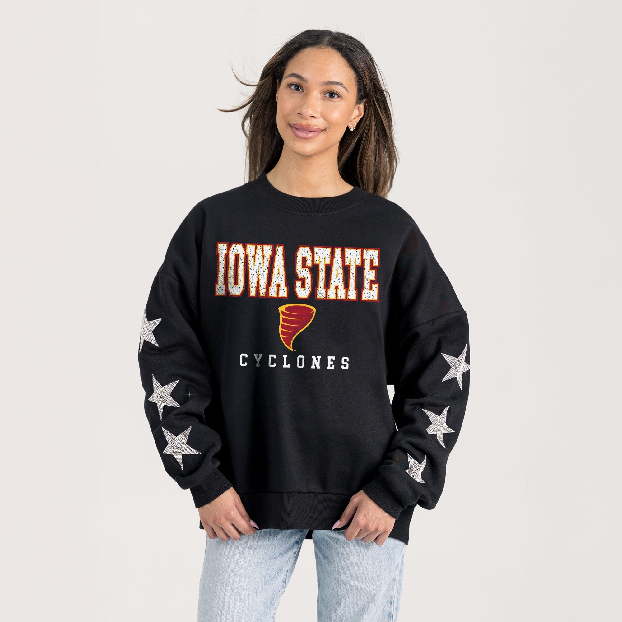 IOWA STATE CYCLONES VELOCITY STAR EMBELLISHED CREW SWEATSHIRT