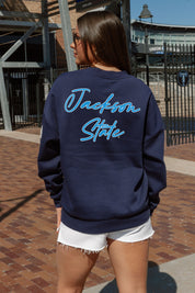 JACKSON STATE TIGERS DEDICATION EMBELLISHED STAR SLEEVE CREWNECK PULLOVER