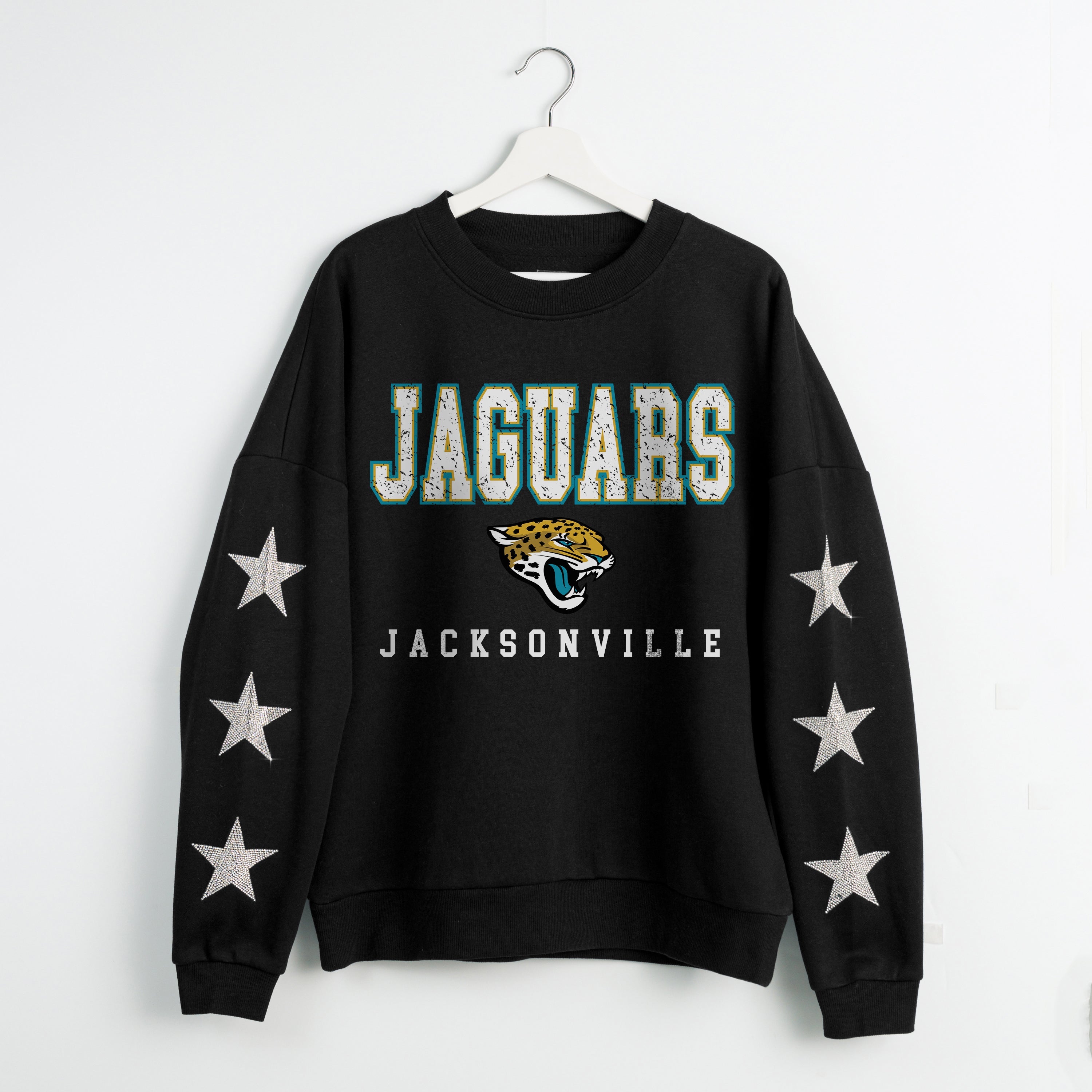 JACKSONVILLE JAGUARS VELOCITY STAR EMBELLISHED CREW SWEATSHIRT