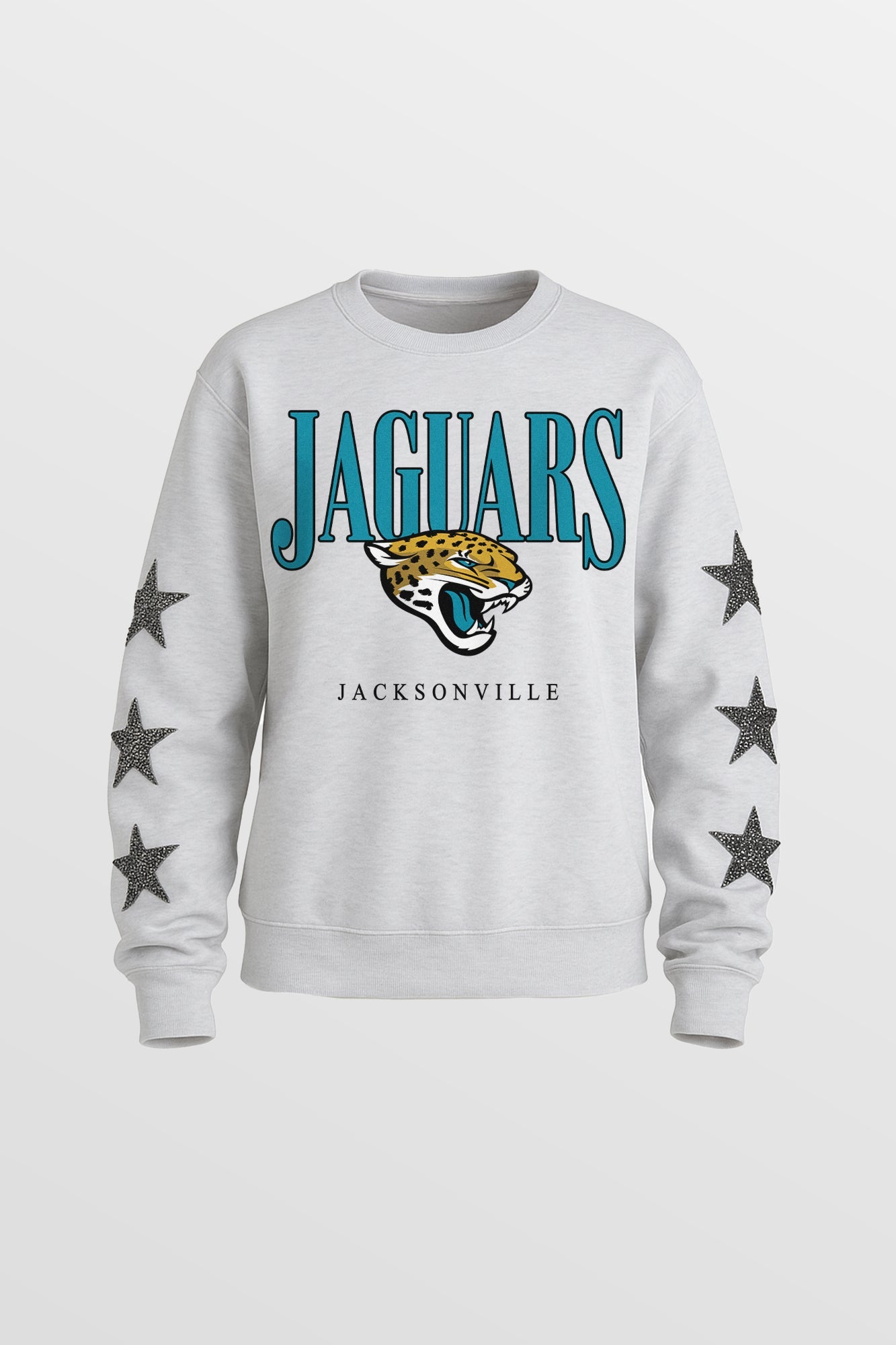 JACKSONVILLE JAGUARS BOLD PLAY STAR EMBELLISHED CREW SWEATSHIRT BY RANDI MAHOMES
