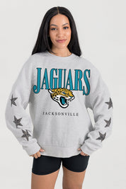 JACKSONVILLE JAGUARS BOLD PLAY STAR EMBELLISHED CREW SWEATSHIRT BY RANDI MAHOMES
