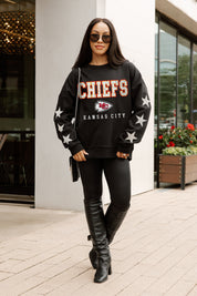 KANSAS CITY CHIEFS VELOCITY STAR EMBELLISHED CREW SWEATSHIRT