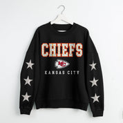 KANSAS CITY CHIEFS VELOCITY STAR EMBELLISHED CREW SWEATSHIRT