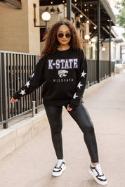 KANSAS STATE WILDCATS VELOCITY STAR EMBELLISHED CREW SWEATSHIRT
