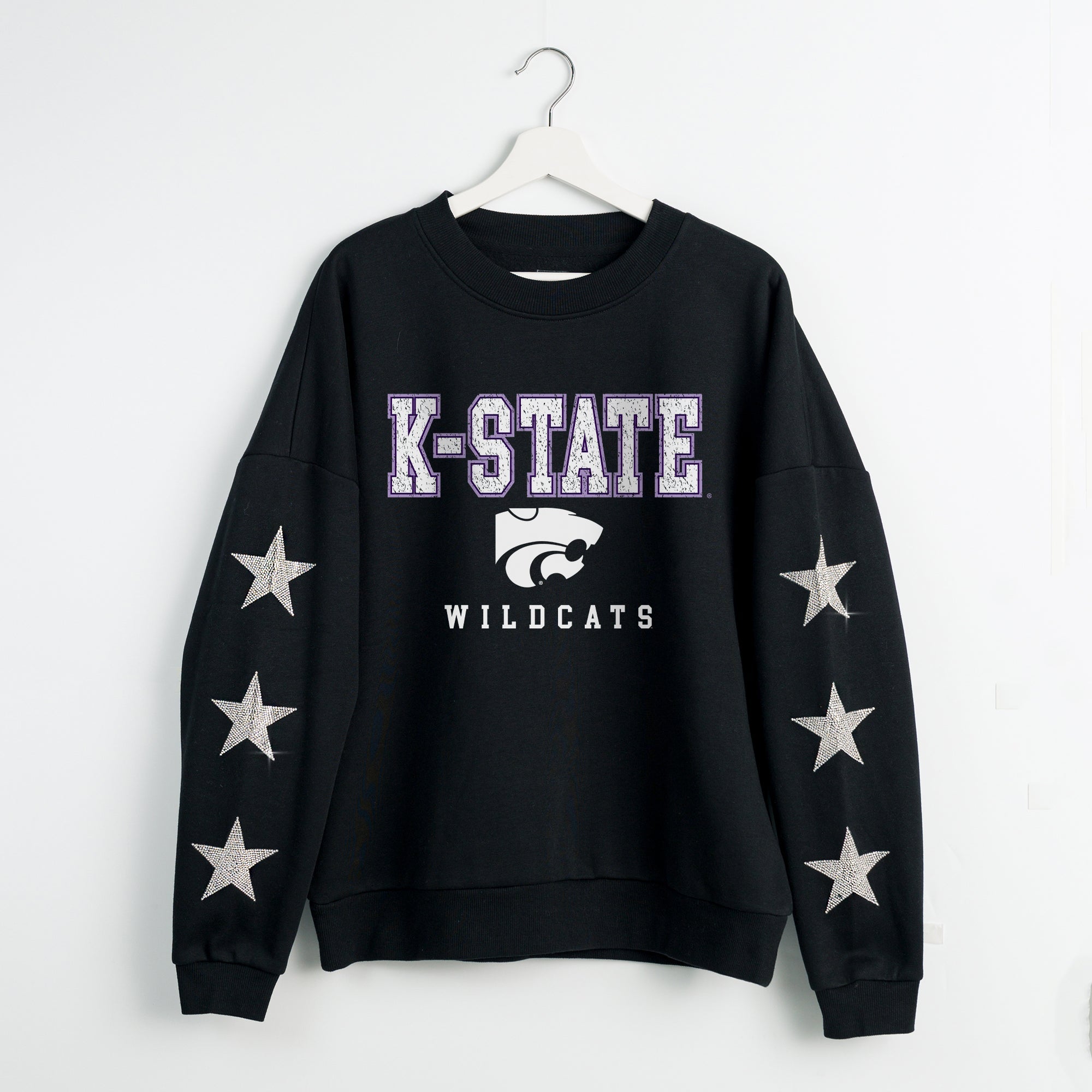 KANSAS STATE WILDCATS VELOCITY STAR EMBELLISHED CREW SWEATSHIRT