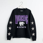 KANSAS STATE WILDCATS PURE VICTORY EMBELLISHED STAR SLEEVE CREWNECK PULLOVER