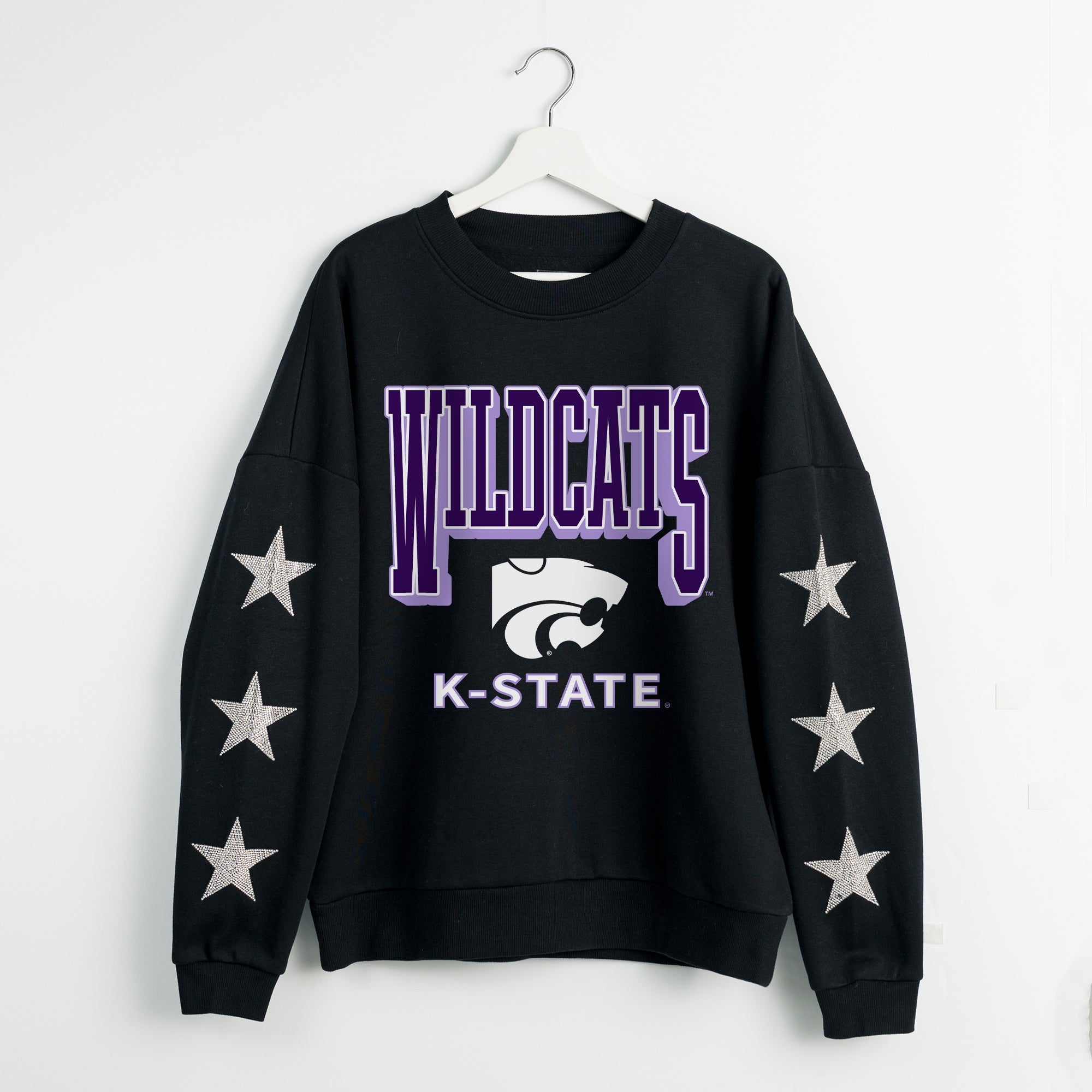 KANSAS STATE WILDCATS PURE VICTORY EMBELLISHED STAR SLEEVE CREWNECK PULLOVER