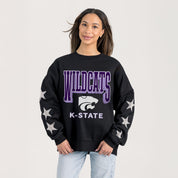 KANSAS STATE WILDCATS PURE VICTORY EMBELLISHED STAR SLEEVE CREWNECK PULLOVER