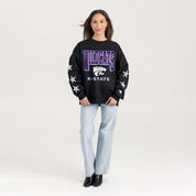 KANSAS STATE WILDCATS PURE VICTORY EMBELLISHED STAR SLEEVE CREWNECK PULLOVER