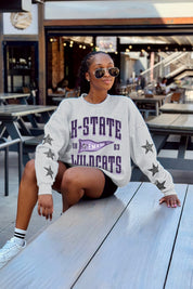 KANSAS STATE WILDCATS PENNANT PRIDE EMBELLISHED STAR SLEEVE CREWNECK PULLOVER