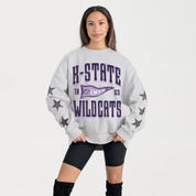 KANSAS STATE WILDCATS PENNANT PRIDE EMBELLISHED STAR SLEEVE CREWNECK PULLOVER