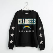 LOS ANGELES CHARGERS VELOCITY STAR EMBELLISHED CREW SWEATSHIRT