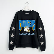 LOS ANGELES CHARGERS PURE VICTORY STAR EMBELLISHED CREW SWEATSHIRT