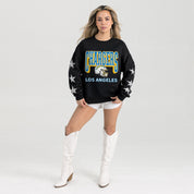LOS ANGELES CHARGERS PURE VICTORY STAR EMBELLISHED CREW SWEATSHIRT