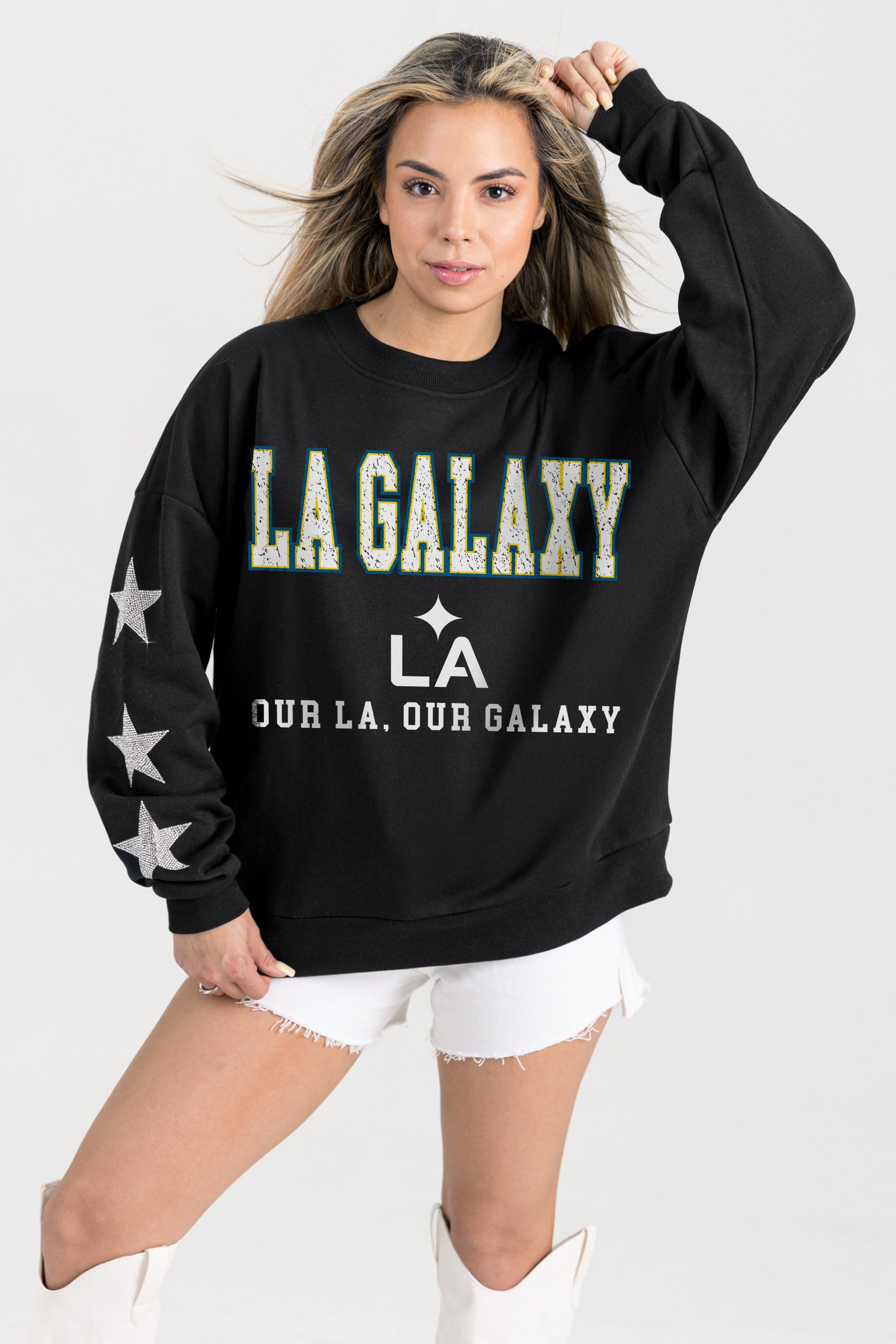LOS ANGELES GALAXY VELOCITY STAR EMBELLISHED CREW SWEATSHIRT