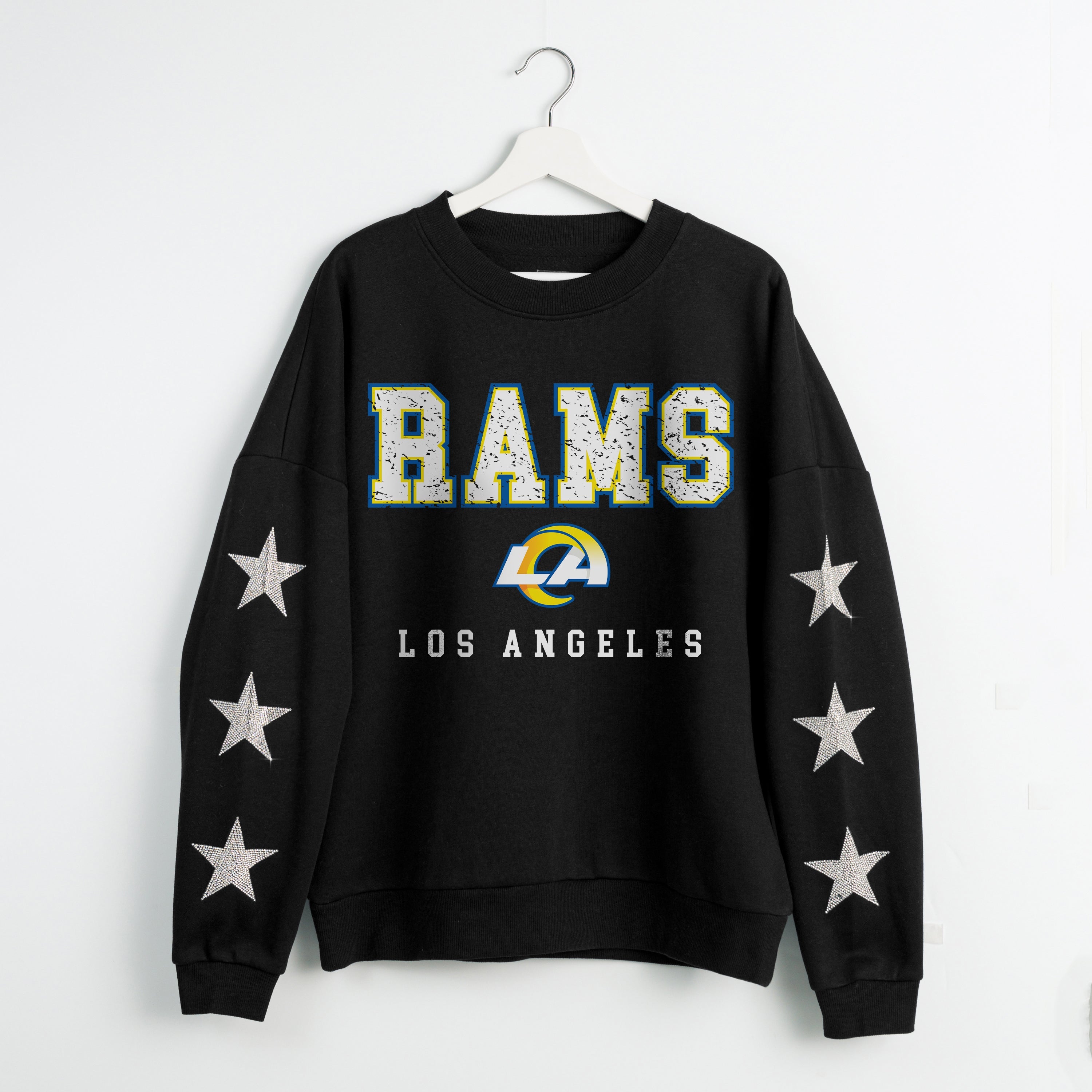 LOS ANGELES RAMS VELOCITY STAR EMBELLISHED CREW SWEATSHIRT