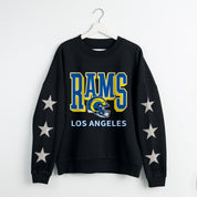 LOS ANGELES RAMS PURE VICTORY STAR EMBELLISHED CREW SWEATSHIRT
