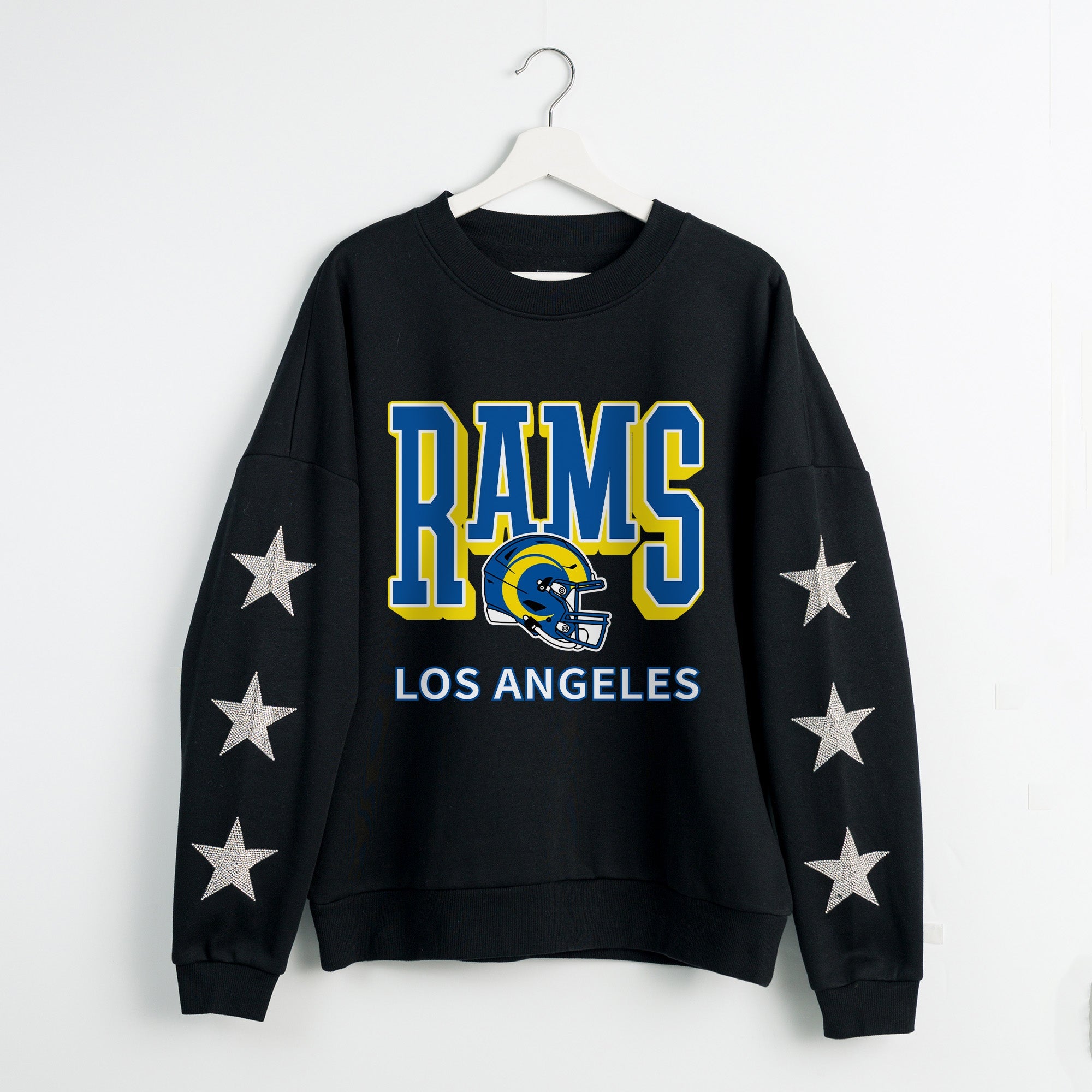 LOS ANGELES RAMS PURE VICTORY STAR EMBELLISHED CREW SWEATSHIRT