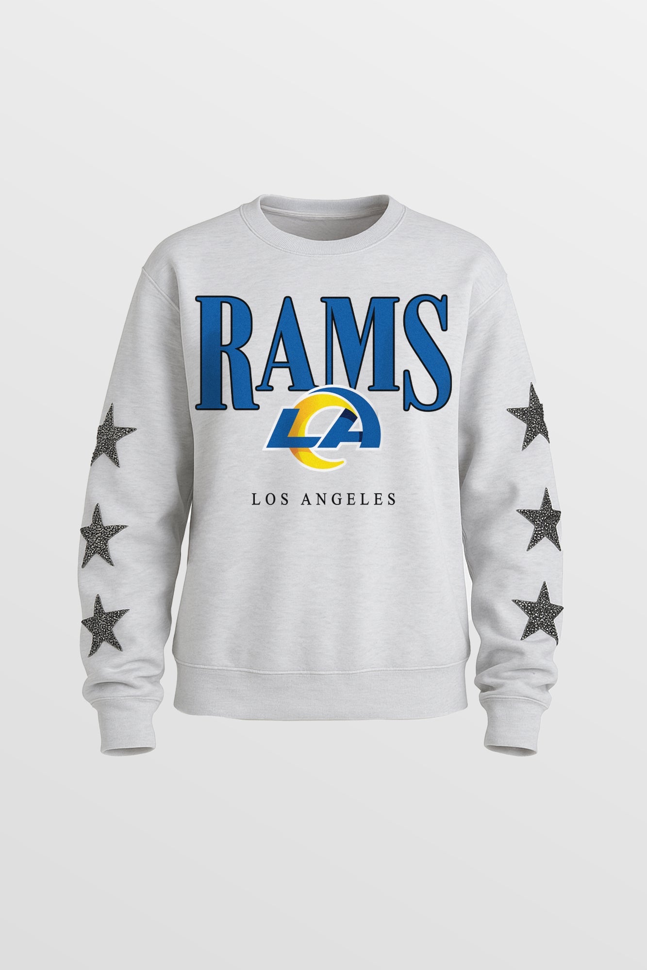 LOS ANGELES RAMS BOLD PLAY STAR EMBELLISHED CREW SWEATSHIRT BY RANDI MAHOMES