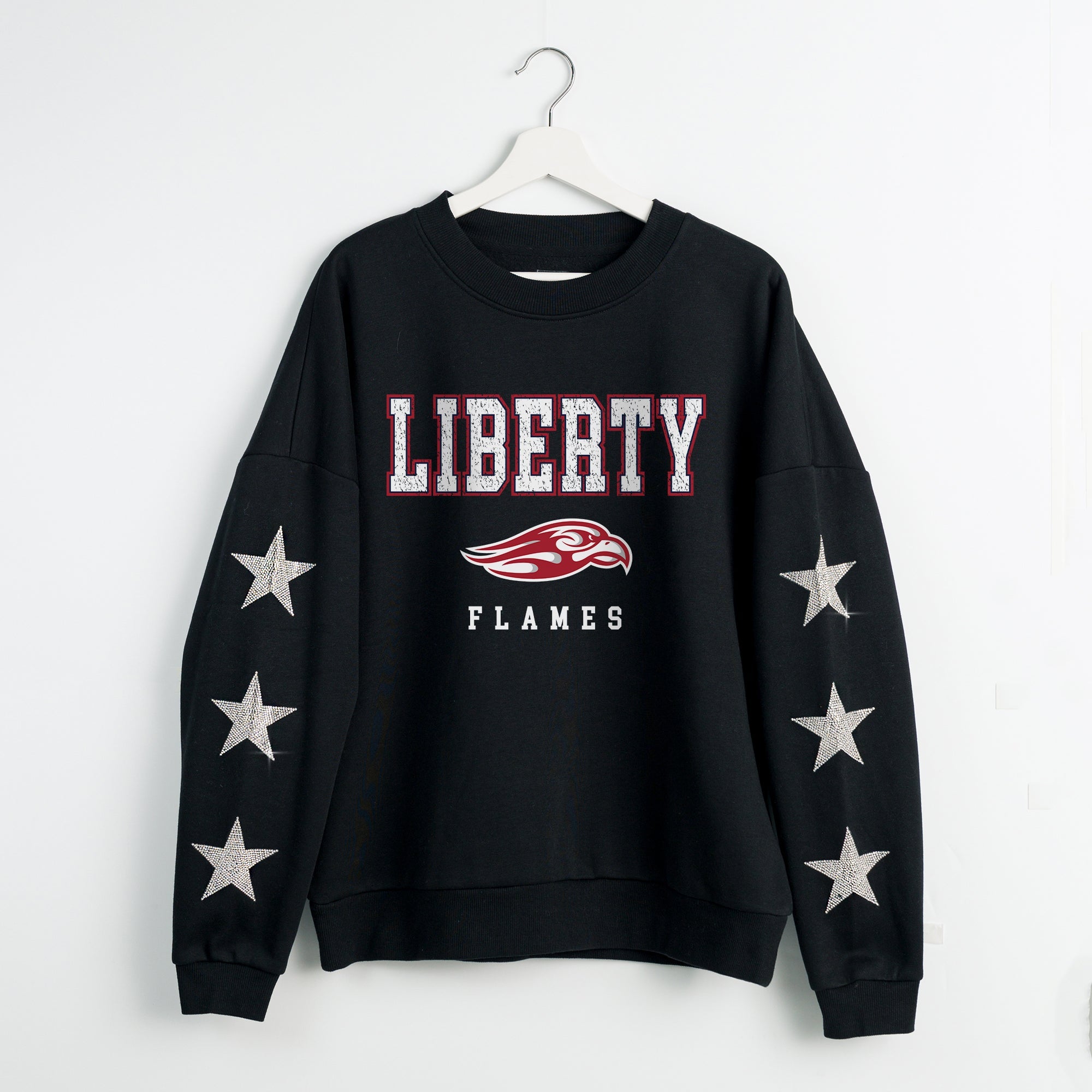 LIBERTY FLAMES VELOCITY STAR EMBELLISHED CREW SWEATSHIRT