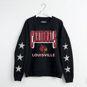 LOUISVILLE CARDINALS PURE VICTORY EMBELLISHED STAR SLEEVE CREWNECK PULLOVER