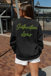 Black Southeastern Louisiana Lions Dedication Crewneck Pullover Script Back Graphic - On Model Back View | Gameday Couture - SOHO