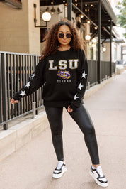LSU TIGERS VELOCITY STAR EMBELLISHED CREW SWEATSHIRT