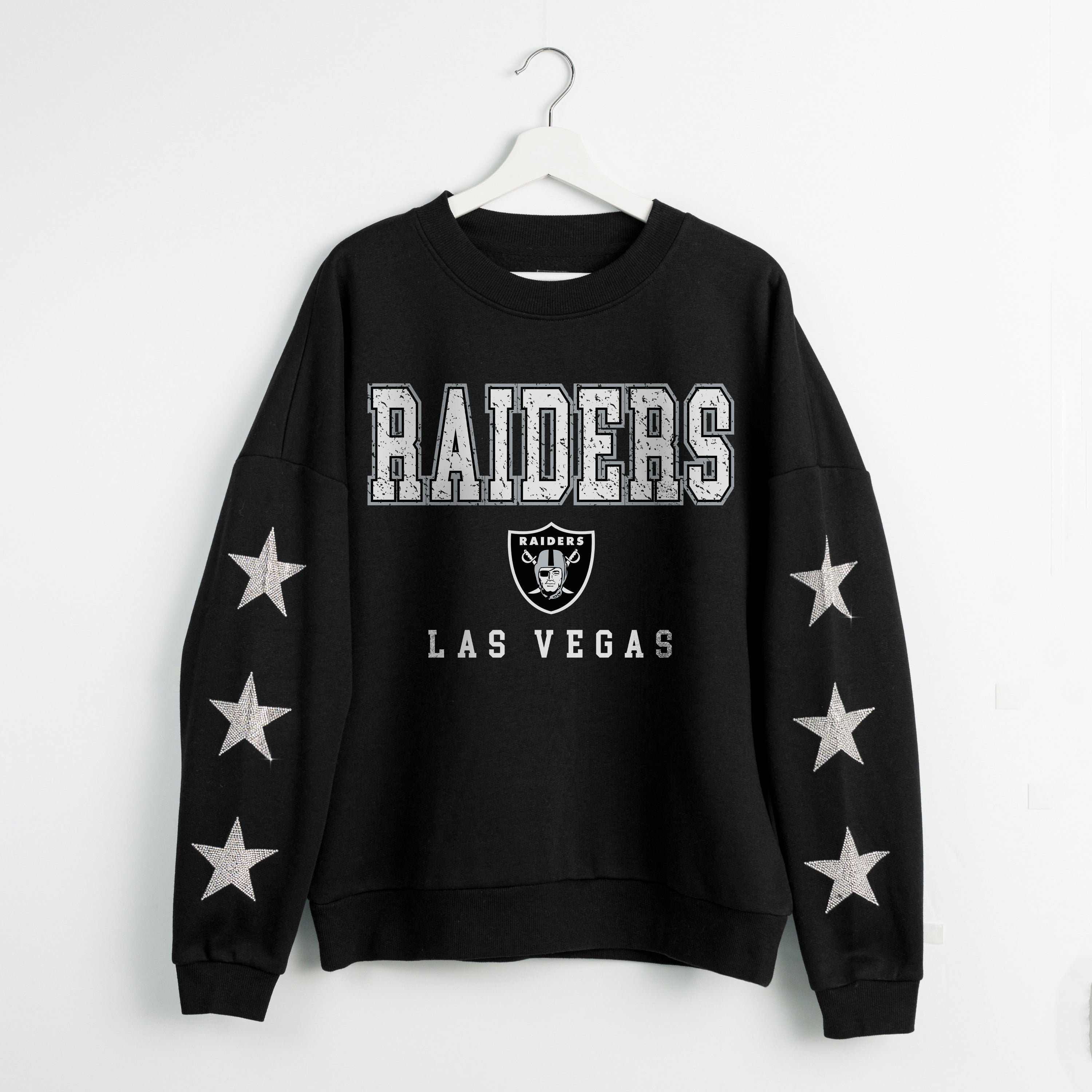 LAS VEGAS RAIDERS VELOCITY STAR EMBELLISHED CREW SWEATSHIRT
