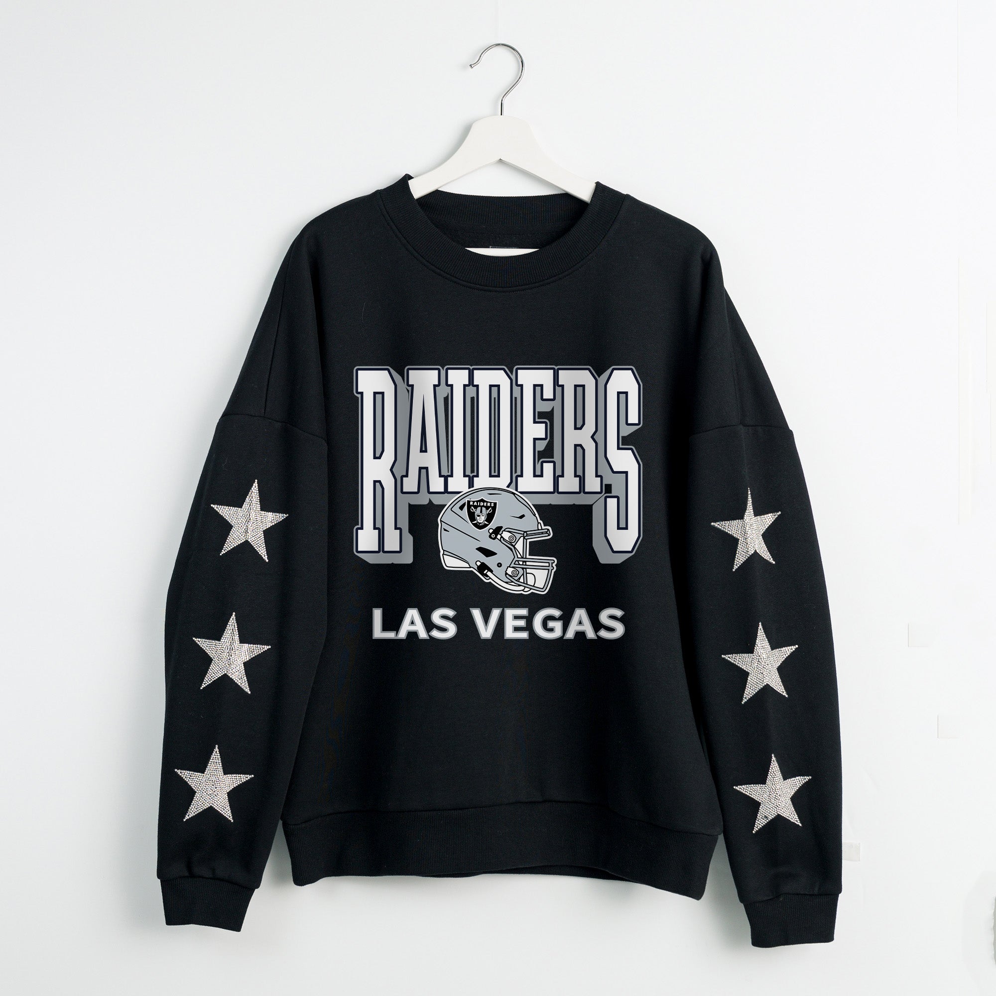 LAS VEGAS RAIDERS PURE VICTORY STAR EMBELLISHED CREW SWEATSHIRT