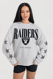 LAS VEGAS RAIDERS BOLD PLAY STAR EMBELLISHED CREW SWEATSHIRT BY RANDI MAHOMES