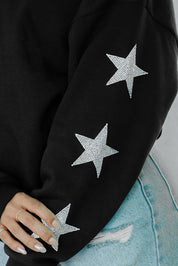 MIAMI DOLPHINS RADIANT ENERGY EMBELLISHED STAR SLEEVE CREWNECK PULLOVER IN BLACK