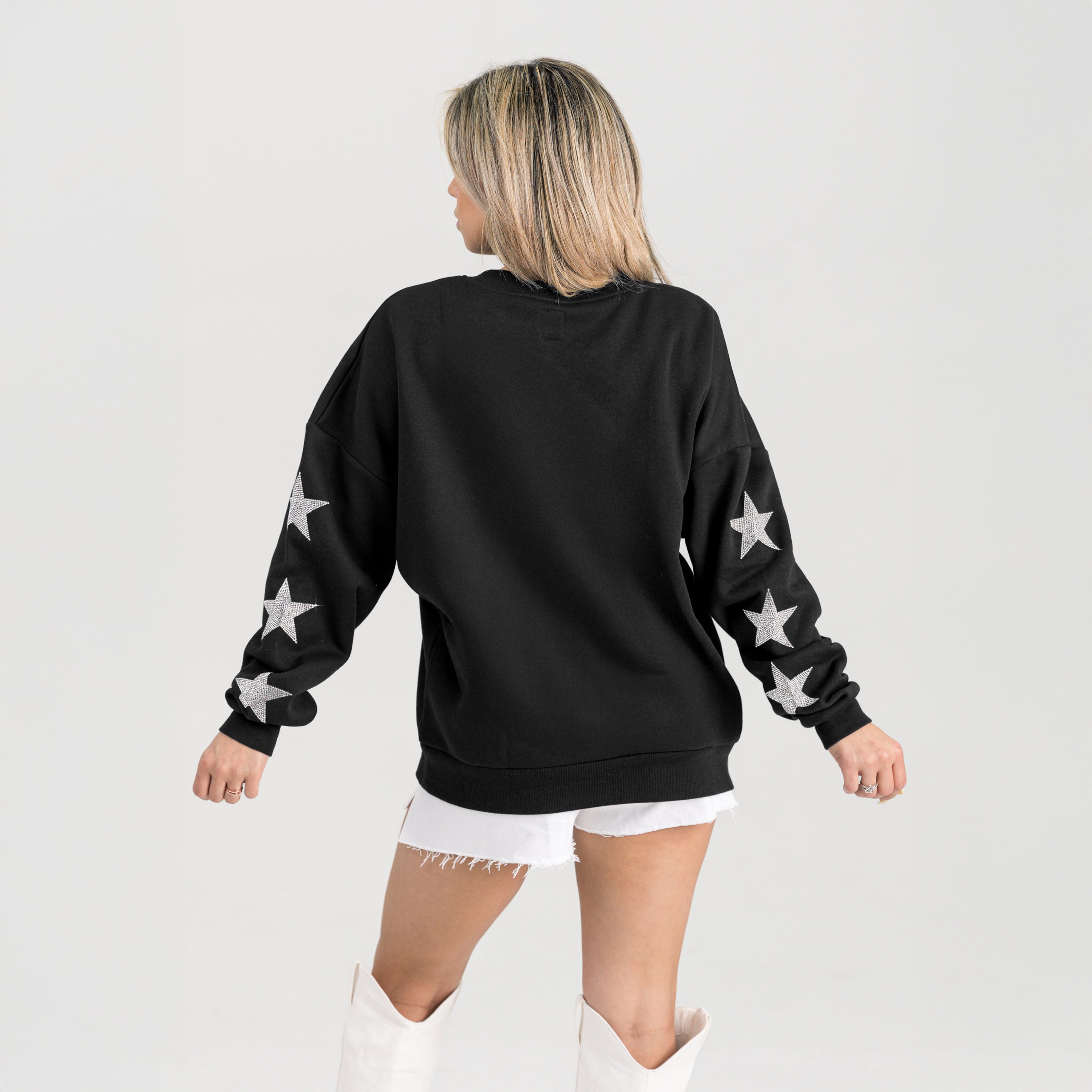 MIAMI DOLPHINS VELOCITY STAR EMBELLISHED CREW SWEATSHIRT