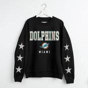 MIAMI DOLPHINS VELOCITY STAR EMBELLISHED CREW SWEATSHIRT